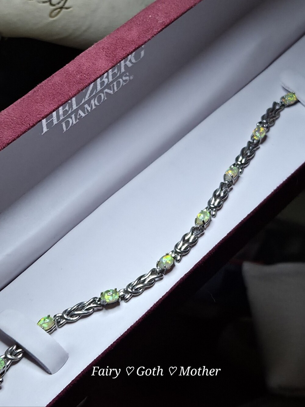 Vintage Magic! Helzberg Diamonds Fancy Designer Opal & Sterling Bracelet